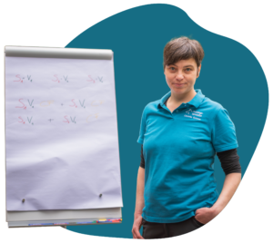 Christin Götzen, Dein Hundetrainer Coach, am Flipchart